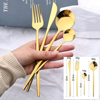 24-Piece Black & Gold Cutlery Set – Stainless Steel Flatware for Elegant Dining & Gifts