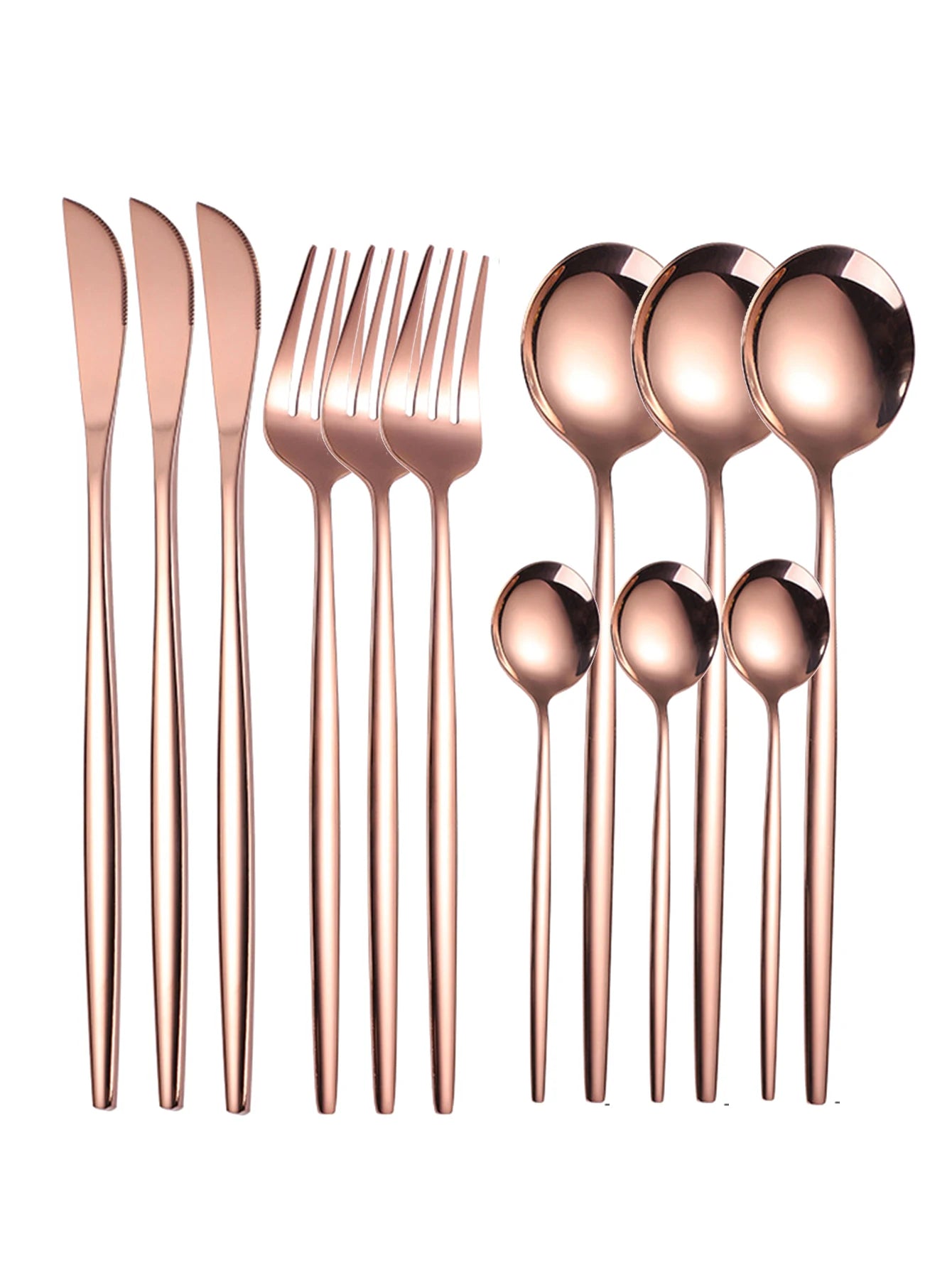 12-Piece Thin Stainless Steel Cutlery Set – Portugal Steak Knife, Fork, Dessert & Coffee Spoon