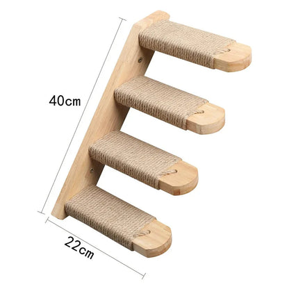 Wall-Mounted Cat Hammock & Perch – Space-Saving Wooden Climbing Tree & Scratching Post