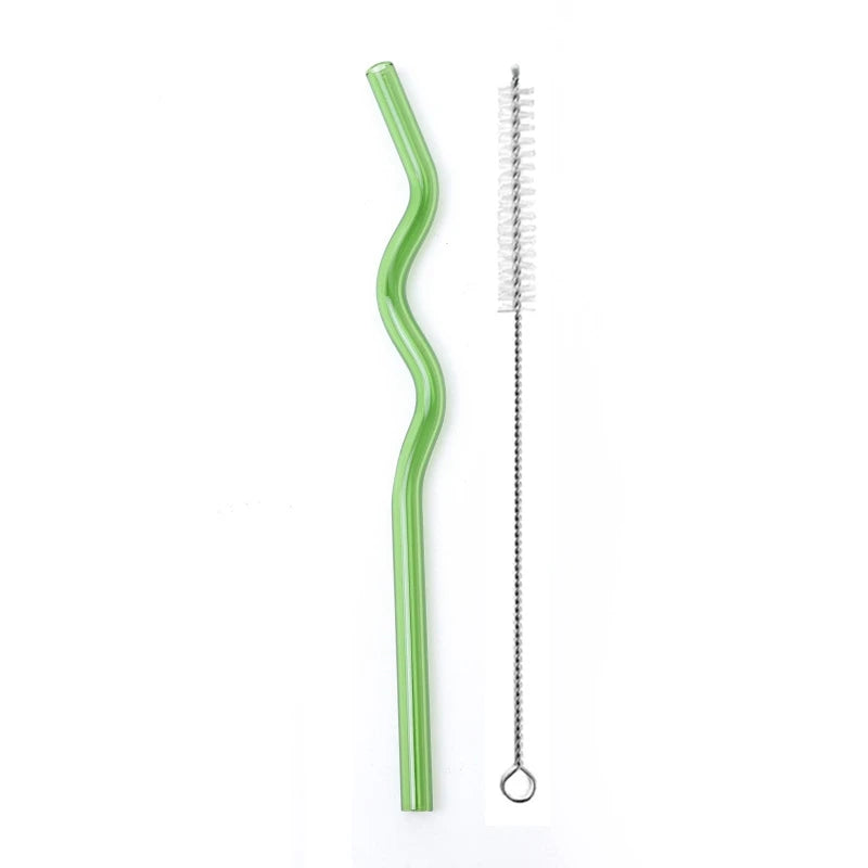 Wavy Glass Drinking Straws – Reusable & Colorful Eco-Friendly Straws for Coffee, Tea & Cocktails