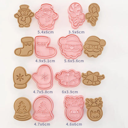 8-Piece 3D Cartoon Cookie Cutter Set – Pressable Plastic Biscuit & Pastry Molds for Baking