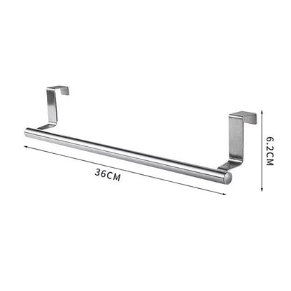 Stainless Steel Over-Door Towel Rack – Hanging Holder for Bathroom & Kitchen Cabinets