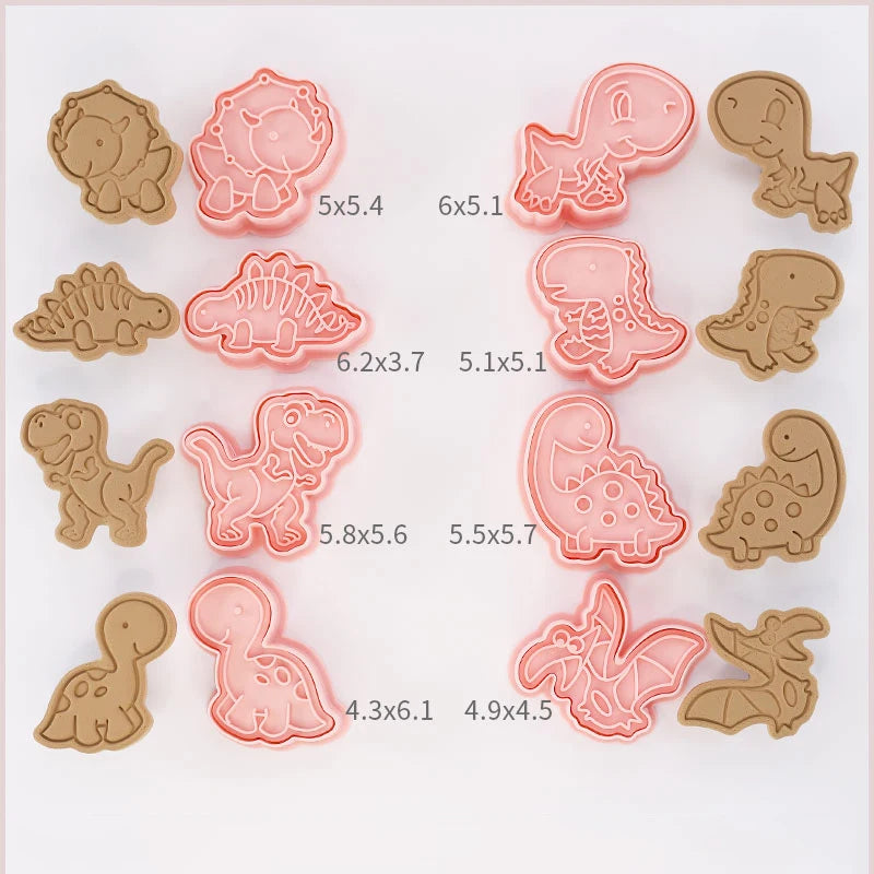 8-Piece 3D Cartoon Cookie Cutter Set – Pressable Plastic Biscuit & Pastry Molds for Baking