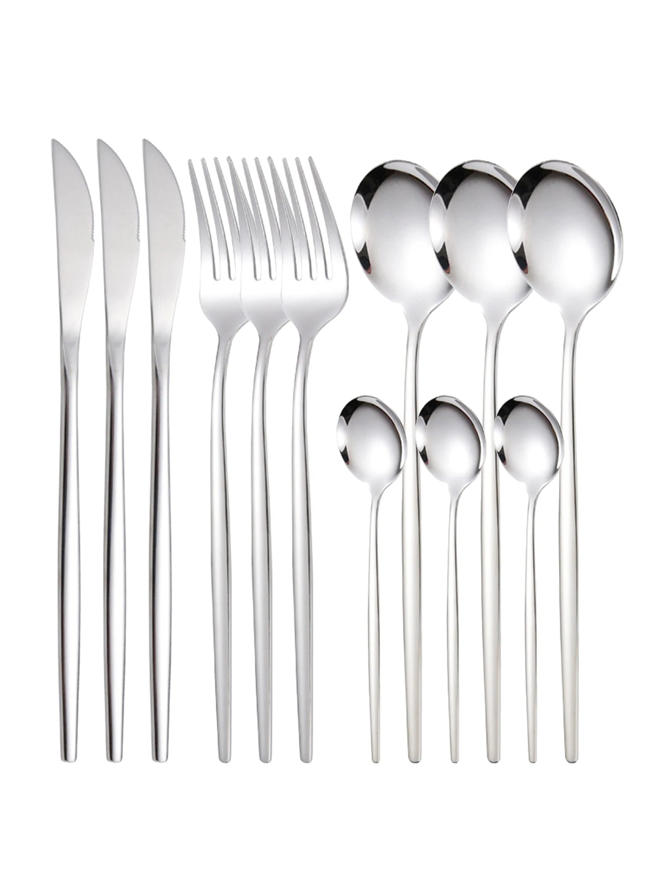 12-Piece Thin Stainless Steel Cutlery Set – Portugal Steak Knife, Fork, Dessert & Coffee Spoon