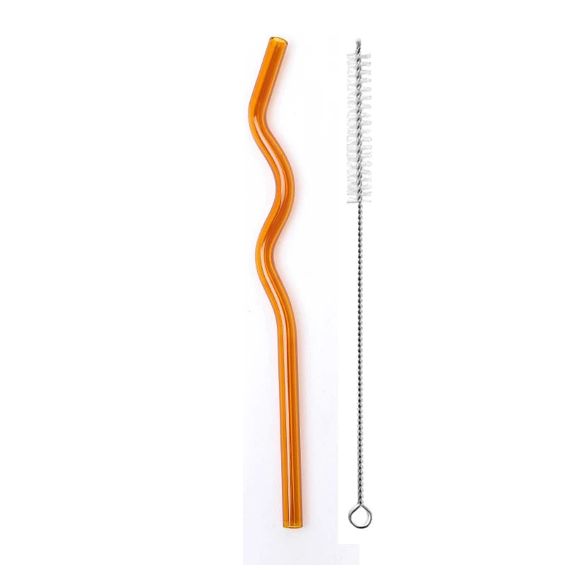 Wavy Glass Drinking Straws – Reusable & Colorful Eco-Friendly Straws for Coffee, Tea & Cocktails