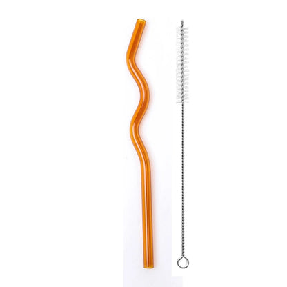 Wavy Glass Drinking Straws – Reusable & Colorful Eco-Friendly Straws for Coffee, Tea & Cocktails