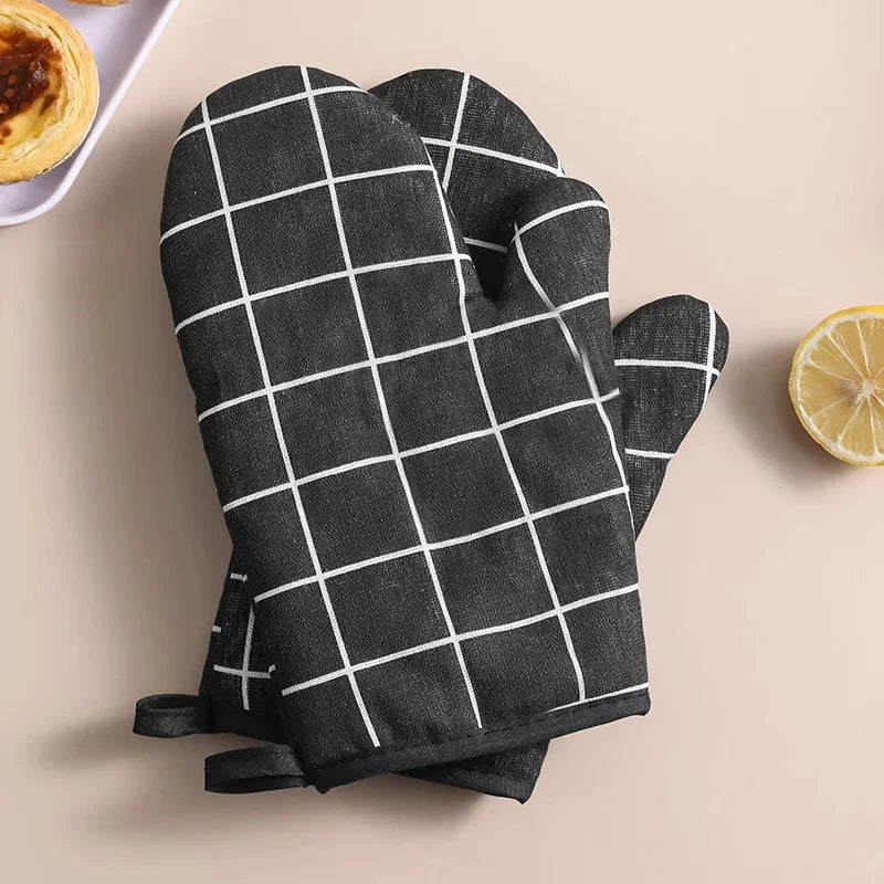 Heat-Resistant Oven Mitts – Linen Baking Gloves for Microwave & Kitchen Protection