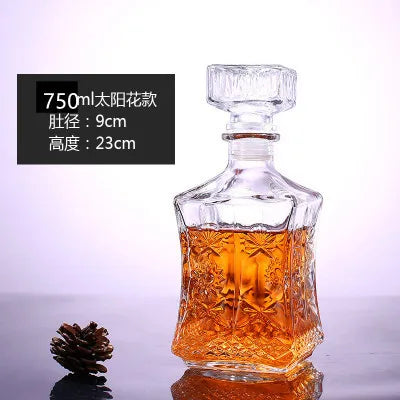 Unique Glass Whiskey Decanter – 250ml-1000ml Lead-Free Bottle for Liquor, Scotch & Bourbon