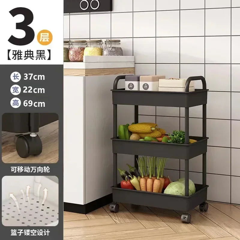 Multi-Layer Rolling Storage Rack – Mobile Organizer for Kitchen, Bedroom, Bathroom & Snacks