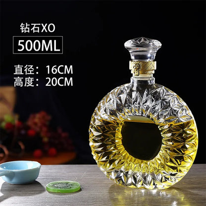 Unique Glass Whiskey Decanter – 250ml-1000ml Lead-Free Bottle for Liquor, Scotch & Bourbon