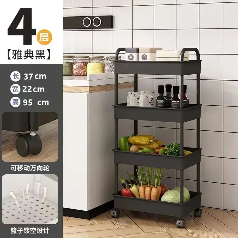 Multi-Layer Rolling Storage Rack – Mobile Organizer for Kitchen, Bedroom, Bathroom & Snacks