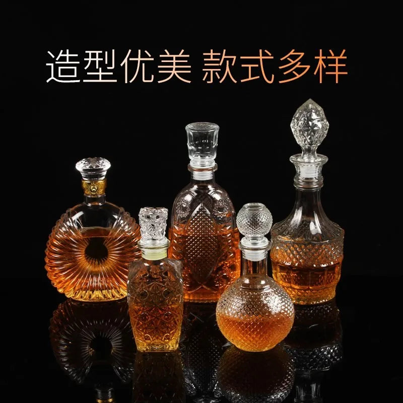 Unique Glass Whiskey Decanter – 250ml-1000ml Lead-Free Bottle for Liquor, Scotch & Bourbon