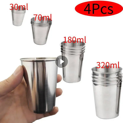 4-Piece Stainless Steel Travel Cup Set – 30ml to 320ml Mini Whiskey & Wine Glasses with Case