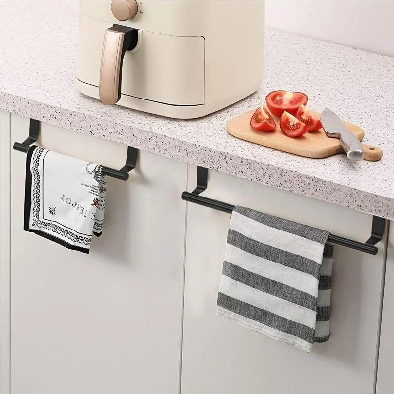 Steel Over-Cabinet Towel Rack – Punch-Free Hanging Organizer for Bathroom & Kitchen