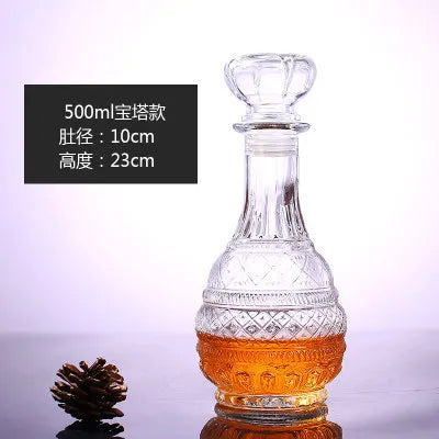 Unique Glass Whiskey Decanter – 250ml-1000ml Lead-Free Bottle for Liquor, Scotch & Bourbon