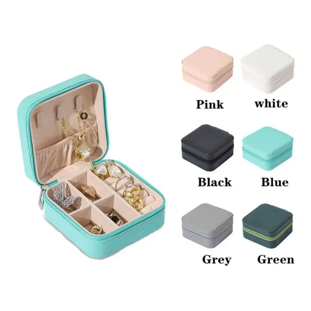 Mini Travel Jewelry Box – Portable PU Leather Organizer for Rings, Earrings & Necklaces