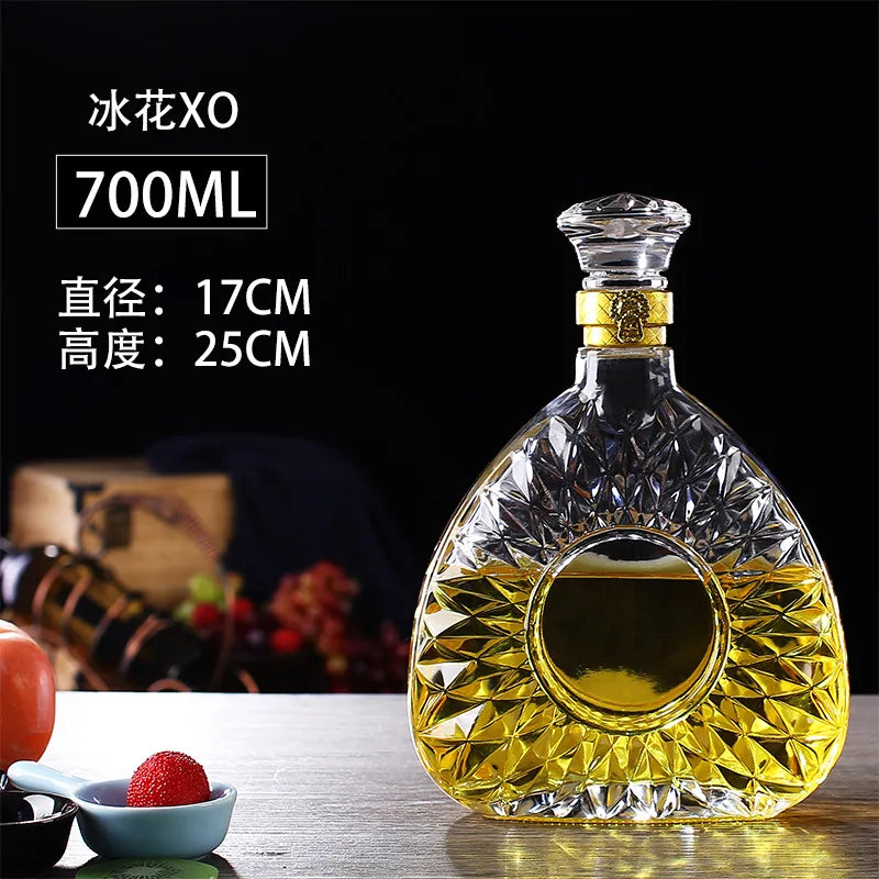 Unique Glass Whiskey Decanter – 250ml-1000ml Lead-Free Bottle for Liquor, Scotch & Bourbon