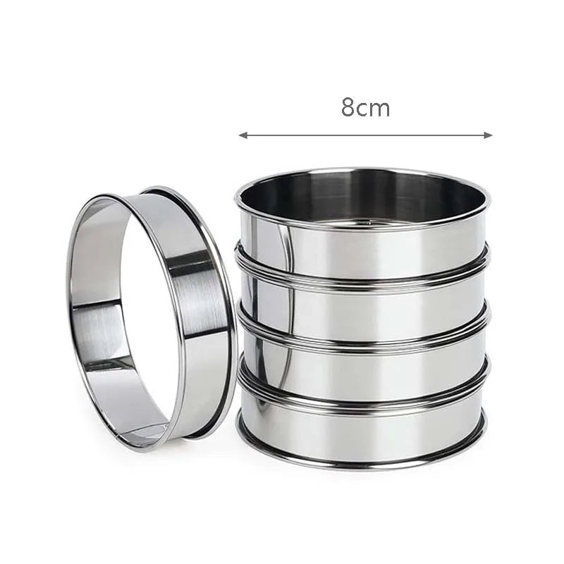 5 Pieces Muffin Tart Rings Double Rolled Tart Ring Stainless Steel Muffin Rings Metal Round Ring Mold for Food Making Bakeware