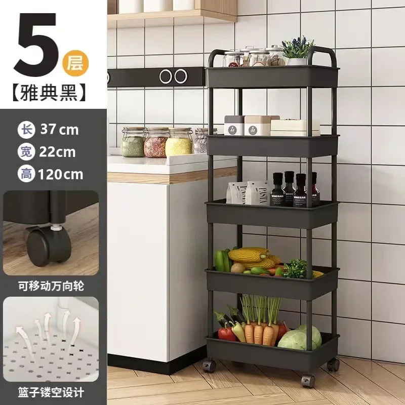 Multi-Layer Rolling Storage Rack – Mobile Organizer for Kitchen, Bedroom, Bathroom & Snacks