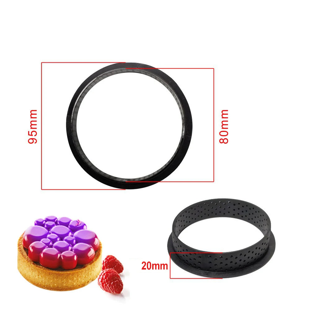 Perforated Tart Ring Set (4-10PCS) – Round Mousse & Cake Mold for French Pastry & Baking