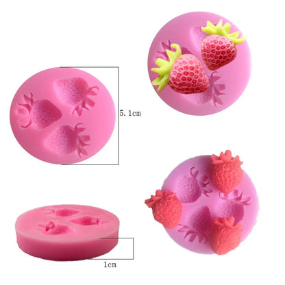 3-Cavity Strawberry Silicone Mold – Fondant & Chocolate Mould for Cake Decorating & Sugar Craft