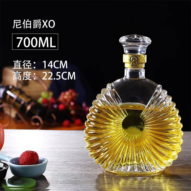 Unique Glass Whiskey Decanter – 250ml-1000ml Lead-Free Bottle for Liquor, Scotch & Bourbon