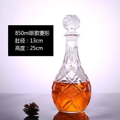 Unique Glass Whiskey Decanter – 250ml-1000ml Lead-Free Bottle for Liquor, Scotch & Bourbon