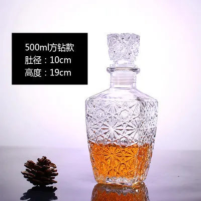 Unique Glass Whiskey Decanter – 250ml-1000ml Lead-Free Bottle for Liquor, Scotch & Bourbon