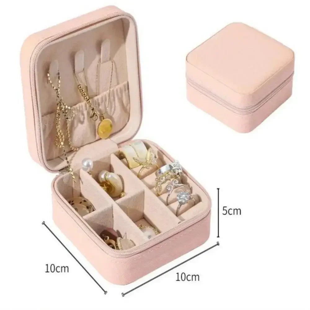 Mini Travel Jewelry Box – Portable PU Leather Organizer for Rings, Earrings & Necklaces