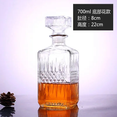 Unique Glass Whiskey Decanter – 250ml-1000ml Lead-Free Bottle for Liquor, Scotch & Bourbon