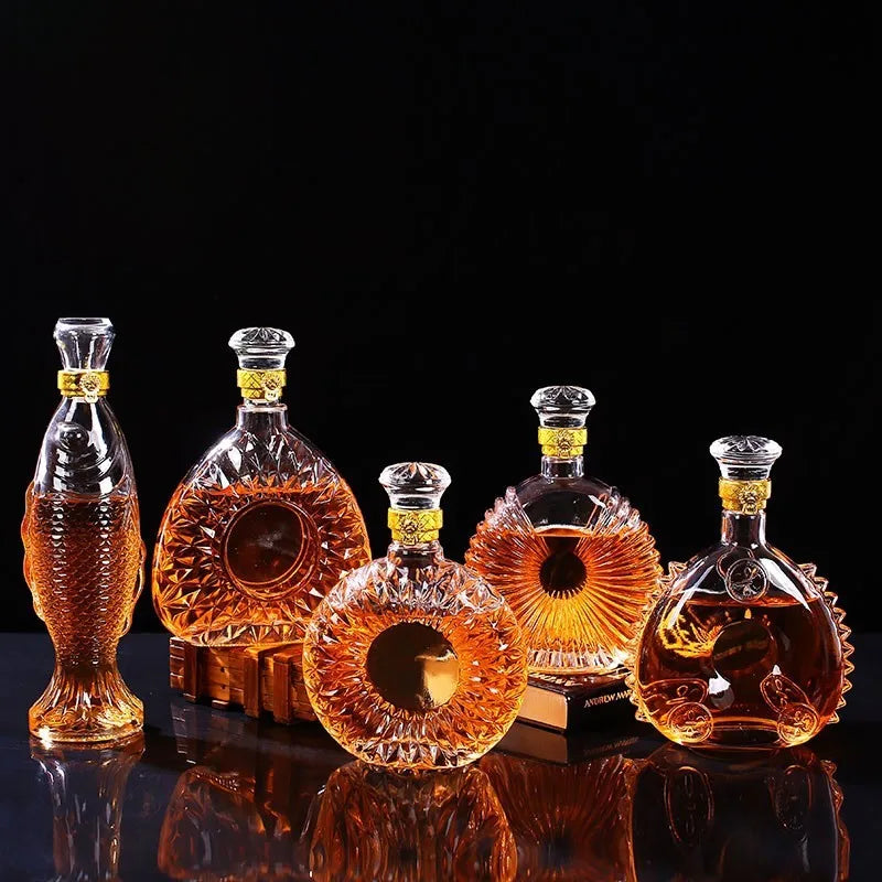 Unique Glass Whiskey Decanter – 250ml-1000ml Lead-Free Bottle for Liquor, Scotch & Bourbon