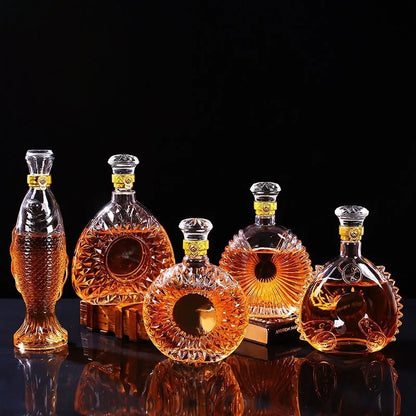 Unique Glass Whiskey Decanter – 250ml-1000ml Lead-Free Bottle for Liquor, Scotch & Bourbon