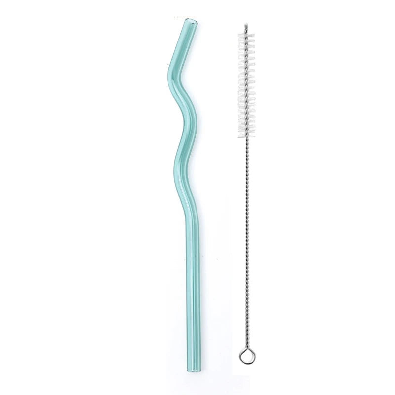 Wavy Glass Drinking Straws – Reusable & Colorful Eco-Friendly Straws for Coffee, Tea & Cocktails