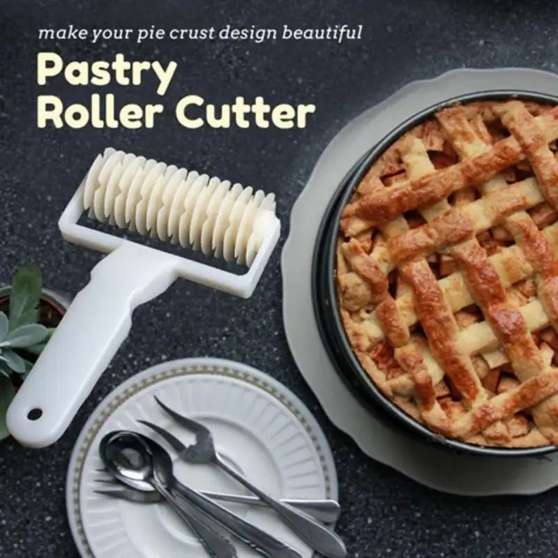 Lattice Dough Roller & Pizza Cutter – High-Quality Pastry Tool for Baking & Cake Decorating