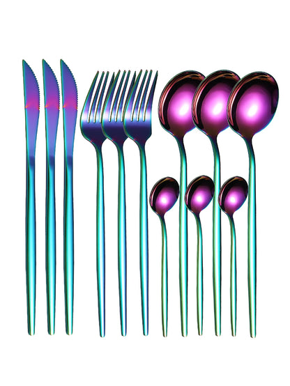 12-Piece Thin Stainless Steel Cutlery Set – Portugal Steak Knife, Fork, Dessert & Coffee Spoon