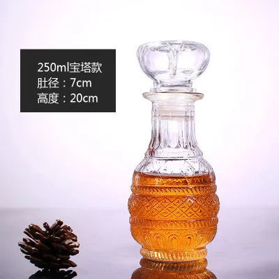 Unique Glass Whiskey Decanter – 250ml-1000ml Lead-Free Bottle for Liquor, Scotch & Bourbon