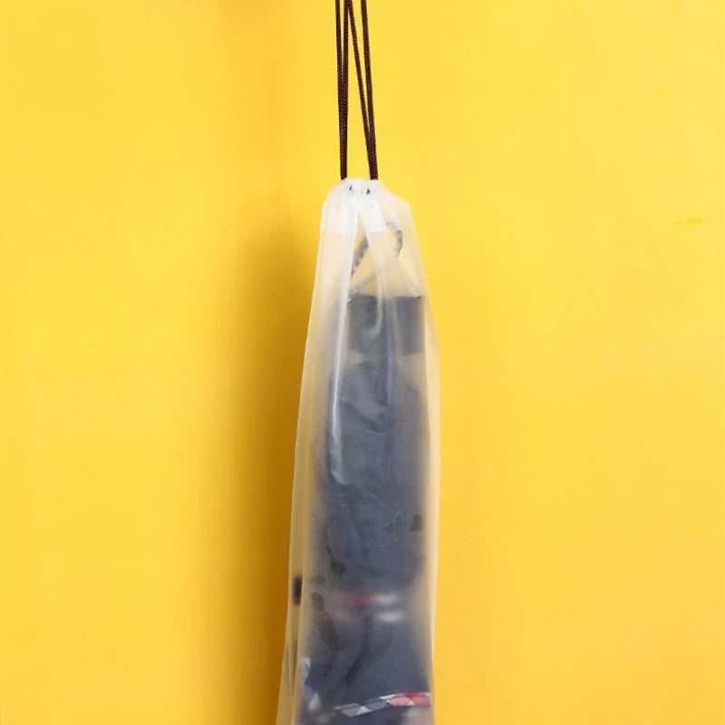 Reusable Waterproof Umbrella Storage Bag – Translucent Plastic Cover with Drawstring