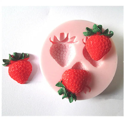 3-Cavity Strawberry Silicone Mold – Fondant & Chocolate Mould for Cake Decorating & Sugar Craft