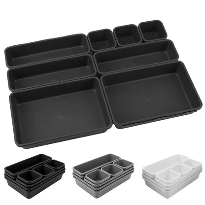 8-Piece Drawer Organizer Set – Storage Trays for Jewelry, Makeup, Kitchen & Bathroom Essentials