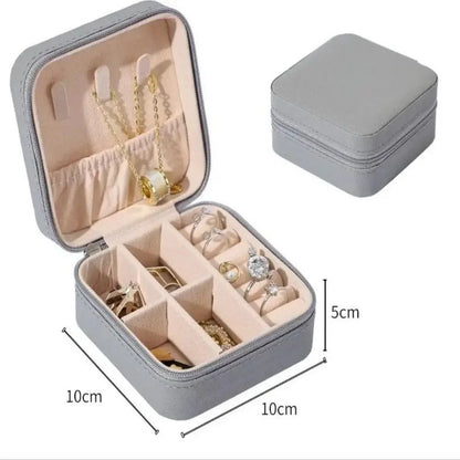 Mini Travel Jewelry Box – Portable PU Leather Organizer for Rings, Earrings & Necklaces