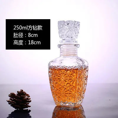 Unique Glass Whiskey Decanter – 250ml-1000ml Lead-Free Bottle for Liquor, Scotch & Bourbon