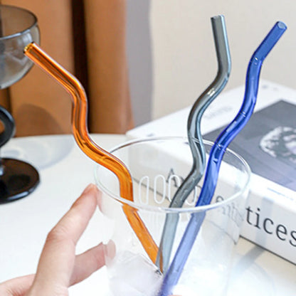 Wavy Glass Drinking Straws – Reusable & Colorful Eco-Friendly Straws for Coffee, Tea & Cocktails