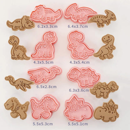 8-Piece 3D Cartoon Cookie Cutter Set – Pressable Plastic Biscuit & Pastry Molds for Baking