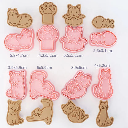 8-Piece 3D Cartoon Cookie Cutter Set – Pressable Plastic Biscuit & Pastry Molds for Baking