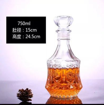 Unique Glass Whiskey Decanter – 250ml-1000ml Lead-Free Bottle for Liquor, Scotch & Bourbon