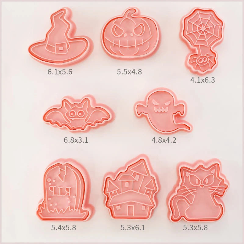 8-Piece 3D Cartoon Cookie Cutter Set – Pressable Plastic Biscuit & Pastry Molds for Baking