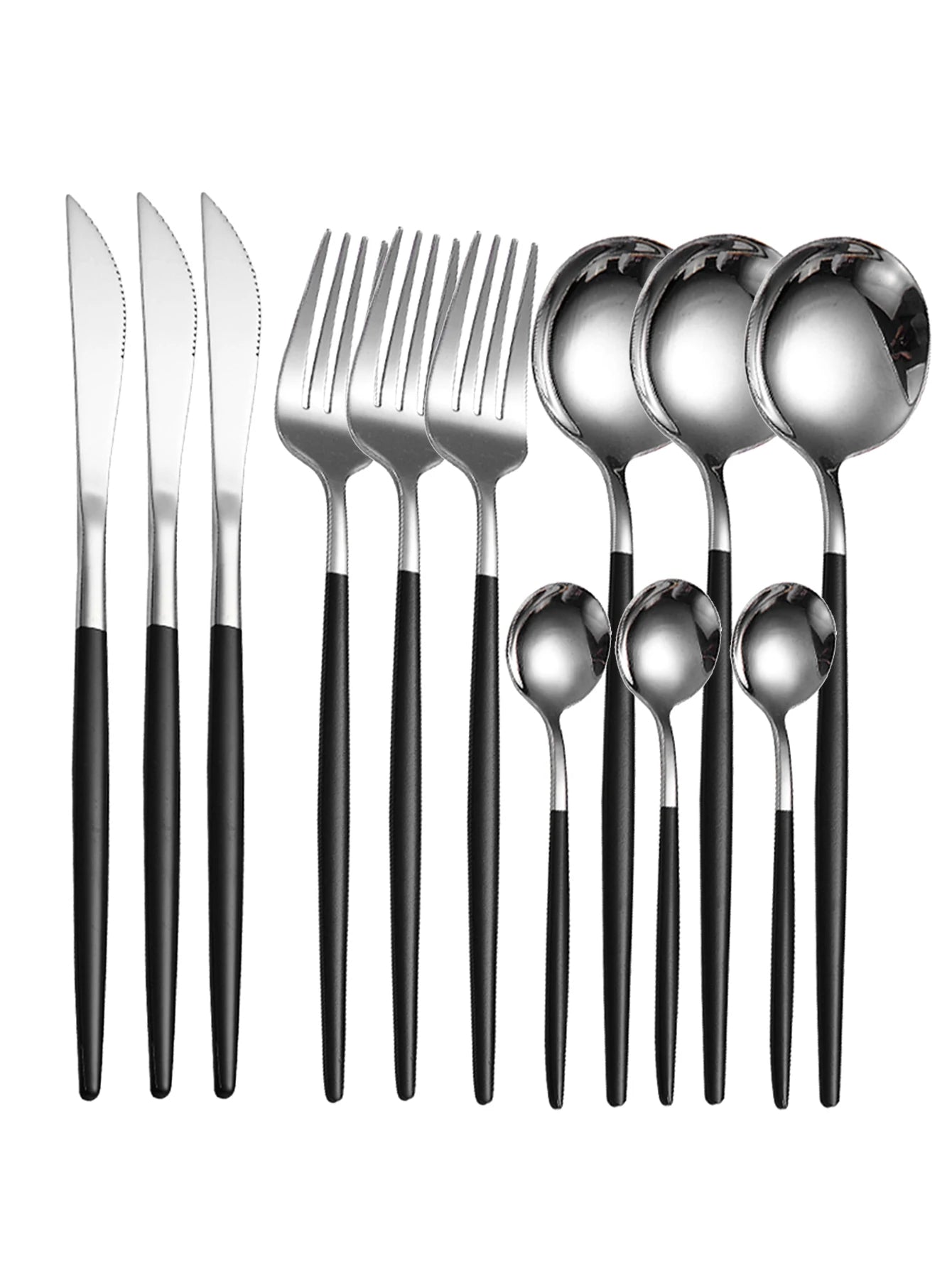 12-Piece Thin Stainless Steel Cutlery Set – Portugal Steak Knife, Fork, Dessert & Coffee Spoon