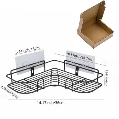 Wall-Mounted Triangle Bathroom Shelf – No-Drill Storage Rack for Toiletries & Washbasin Essentials