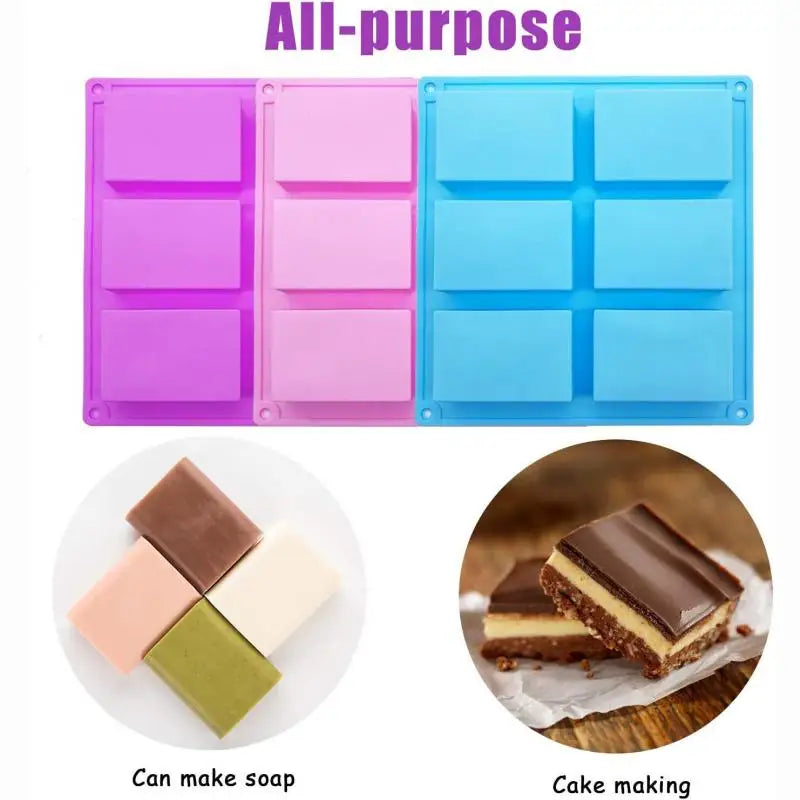 6-Cavity Rectangular Silicone Mold – DIY Soap, Chocolate, Mousse Cake & Ice Cream Mould