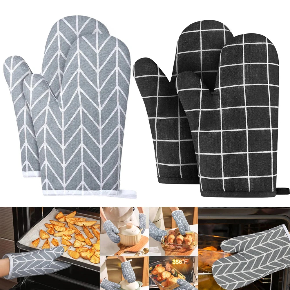 Heat-Resistant Oven Mitts – Linen Baking Gloves for Microwave & Kitchen Protection